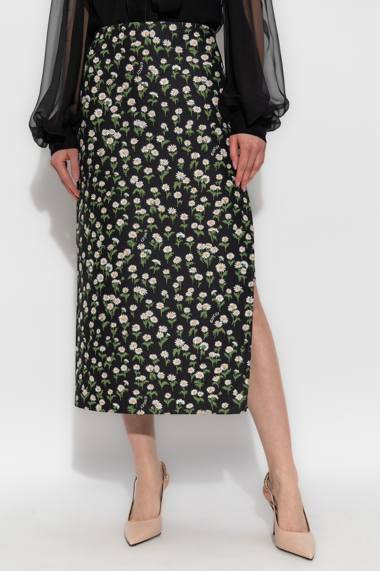 Black Patterned skirt with slit Gucci - Vitkac AS